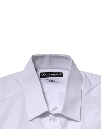 White Cotton GOLD Short Sleeves Casual Shirt
