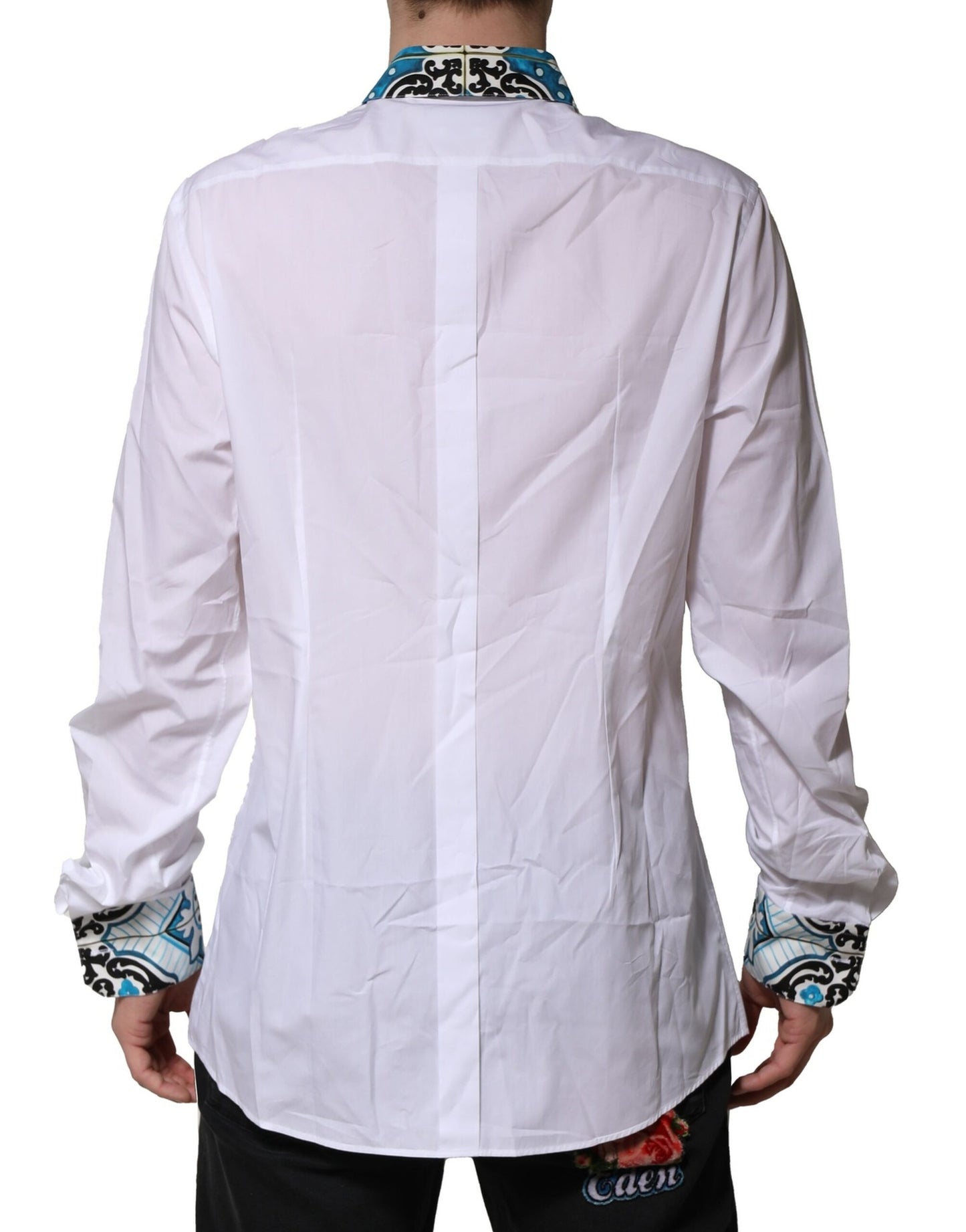 White Majolica Detailing GOLD Dress Shirt