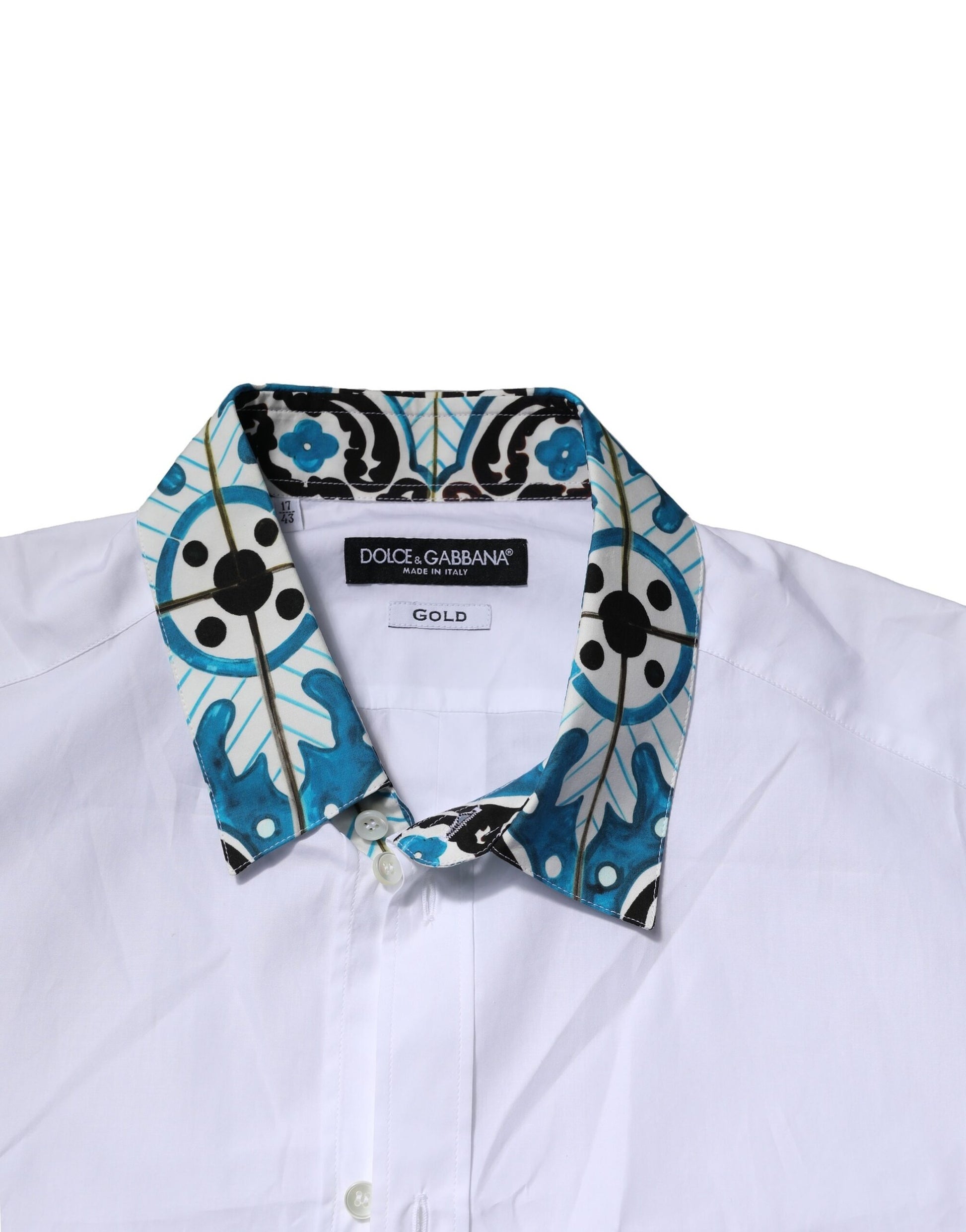 White Majolica Detailing GOLD Dress Shirt