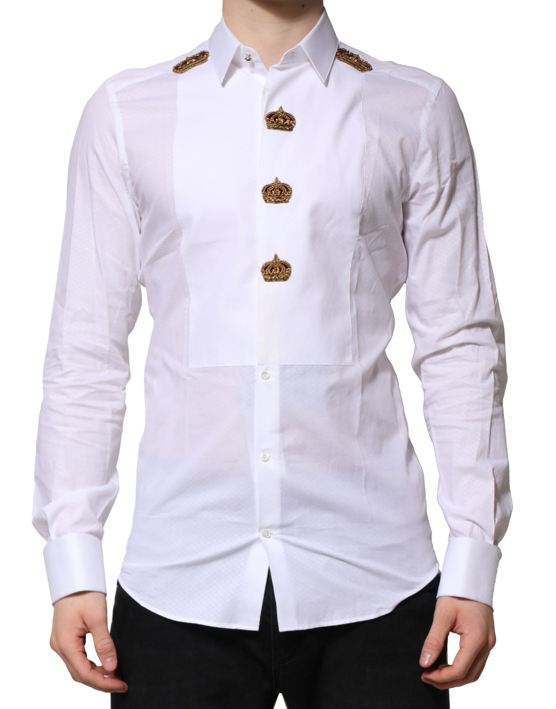 White GOLD DG Crown Detailing Formal Shirt