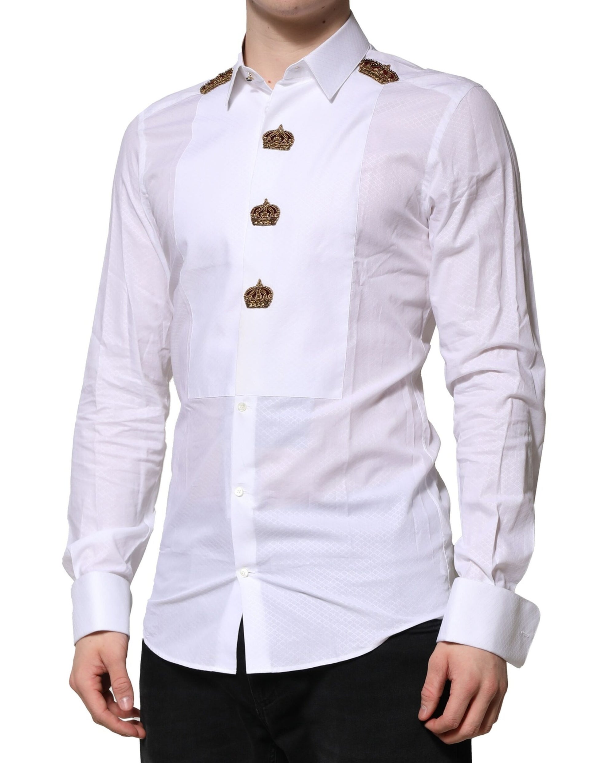 White GOLD DG Crown Detailing Formal Shirt