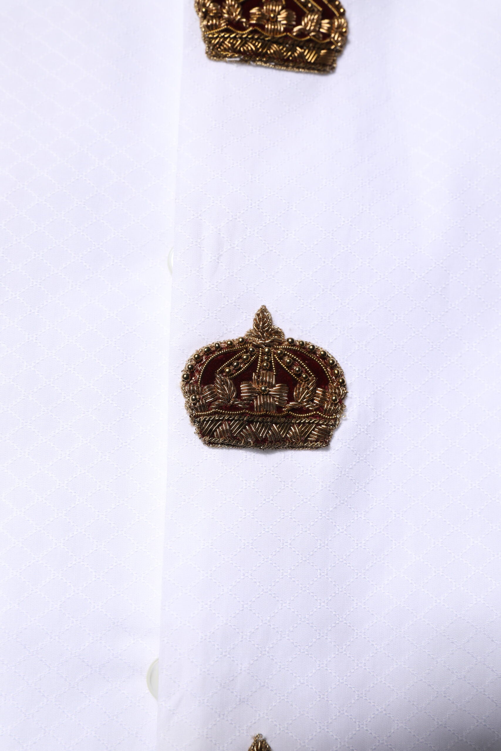 White GOLD DG Crown Detailing Formal Shirt