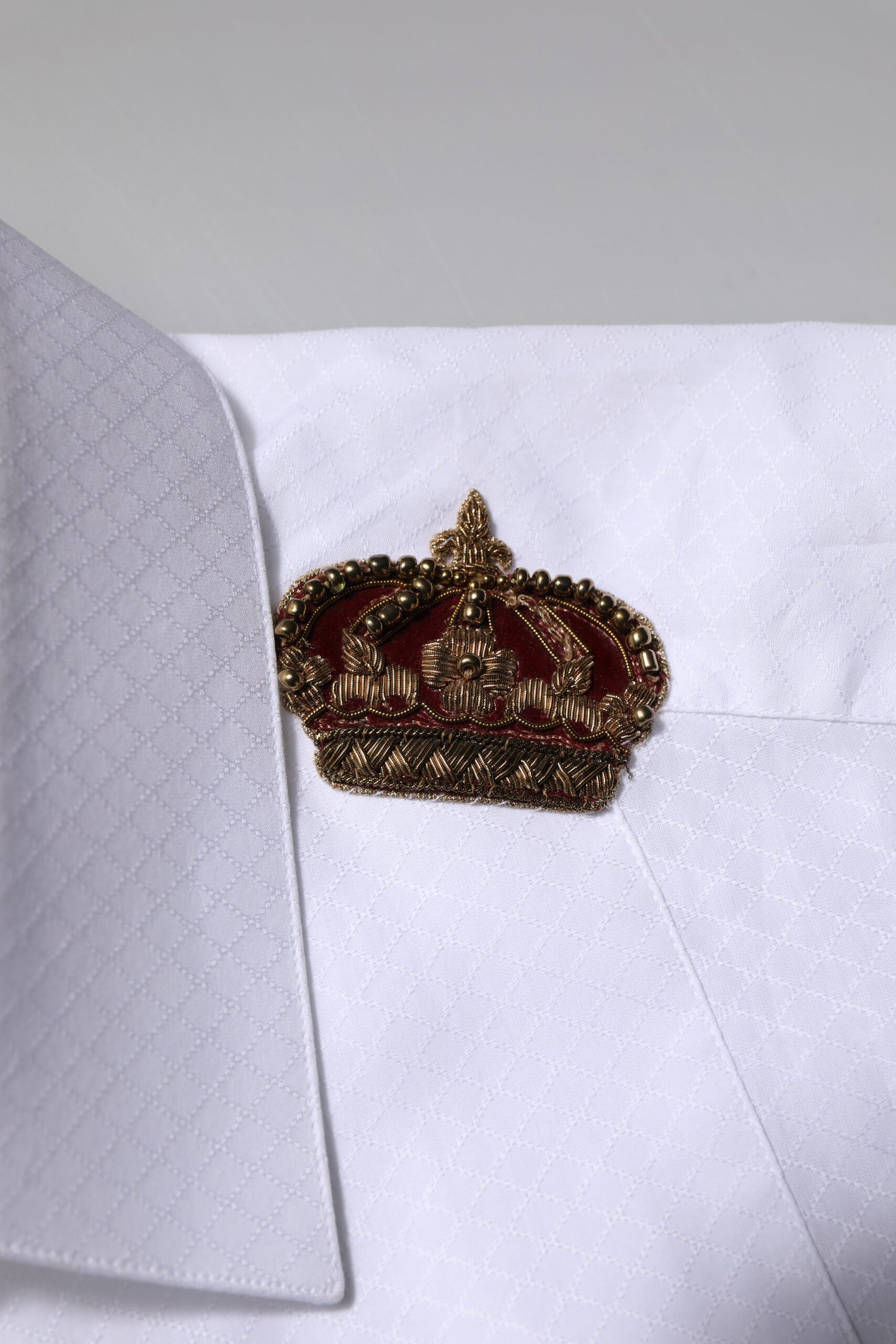 White GOLD DG Crown Detailing Formal Shirt