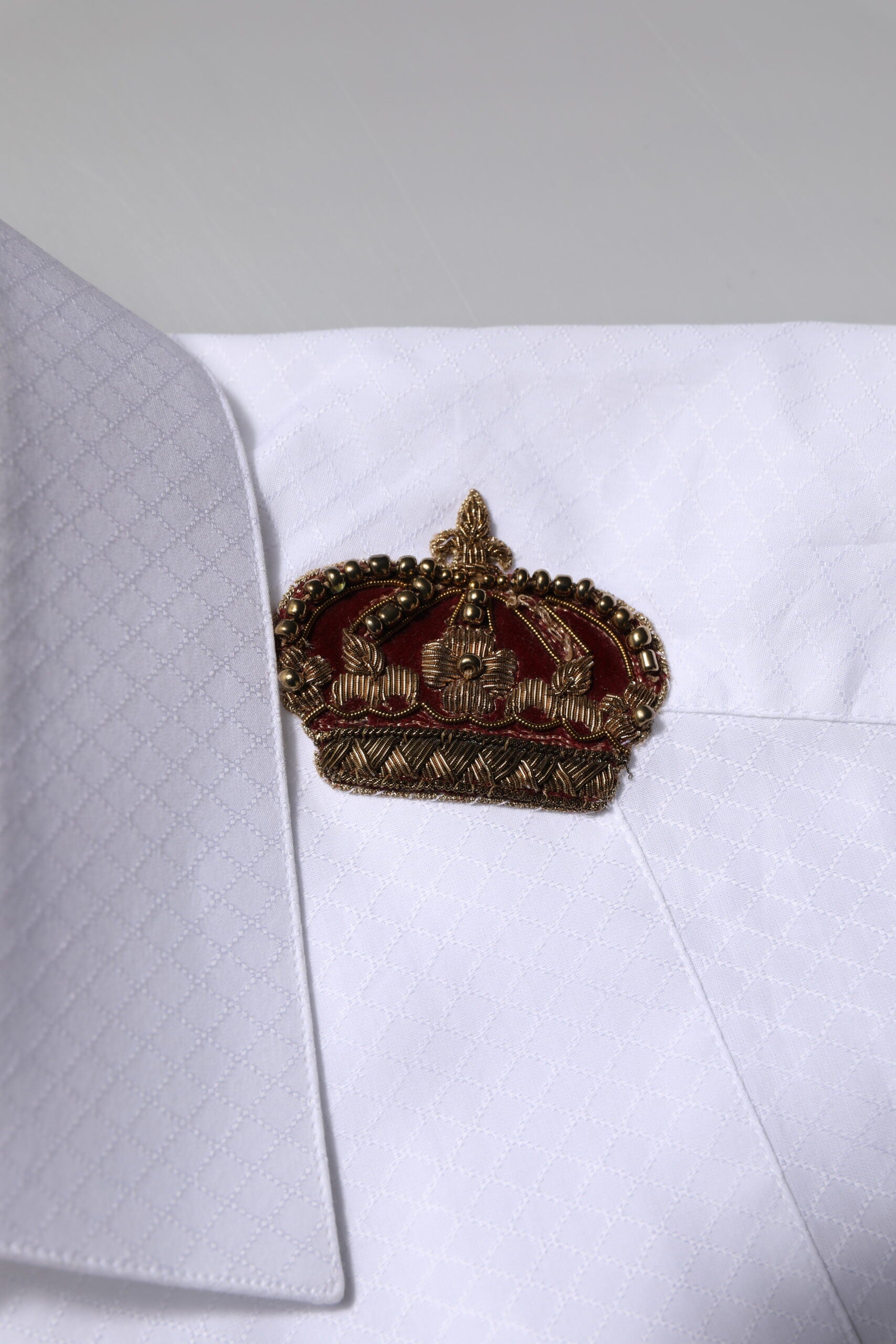 White GOLD DG Crown Detailing Formal Shirt