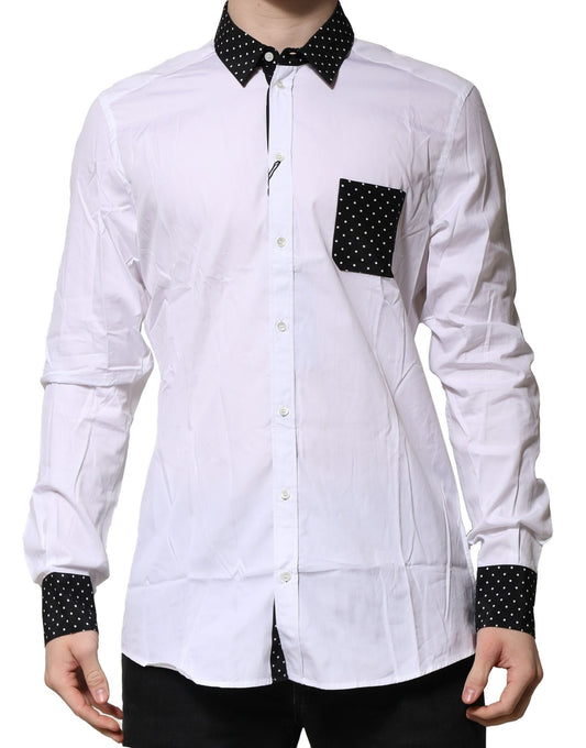 White Dotted GOLD Men Dress Men Formal Shirt
