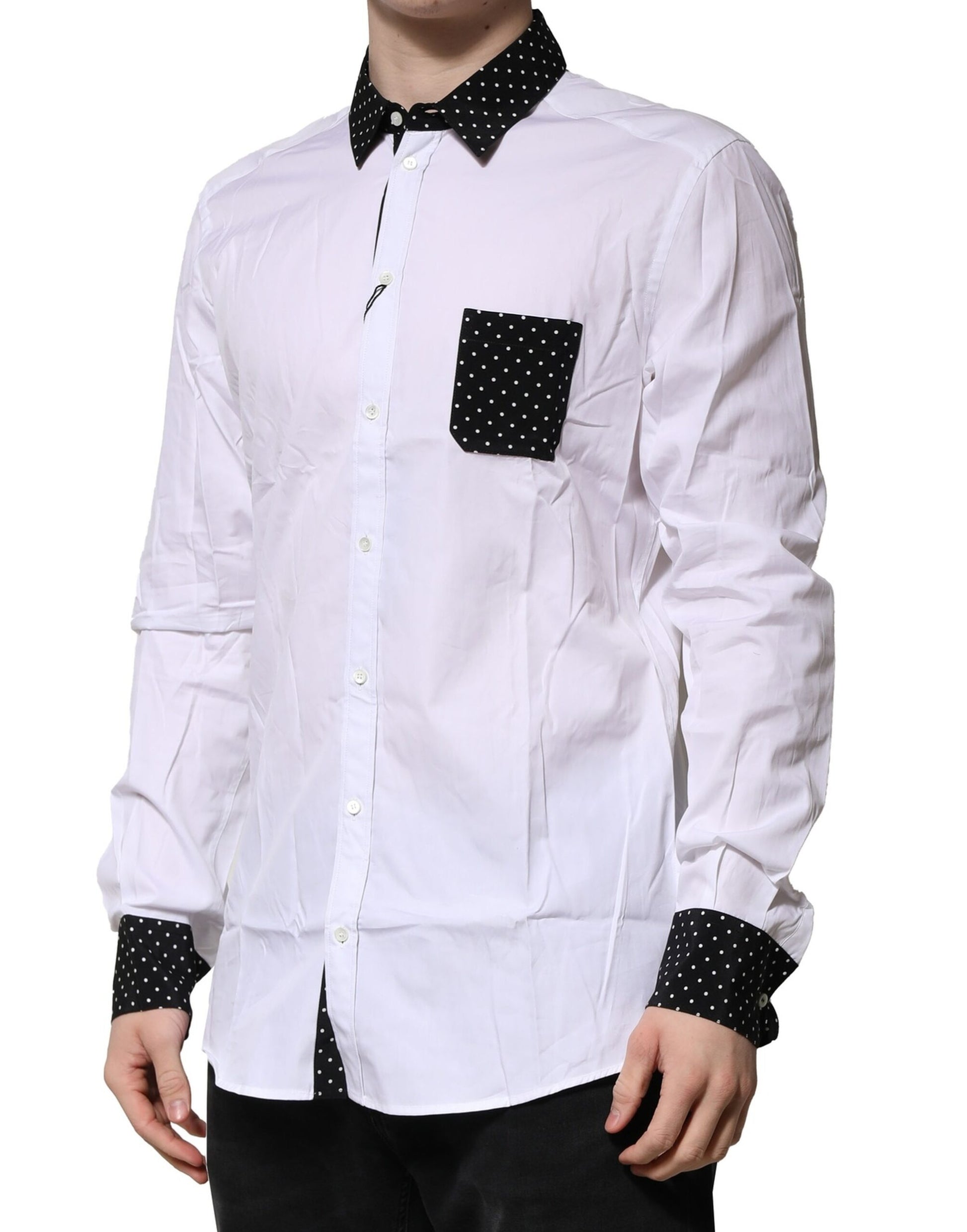 White Dotted GOLD Men Dress Men Formal Shirt