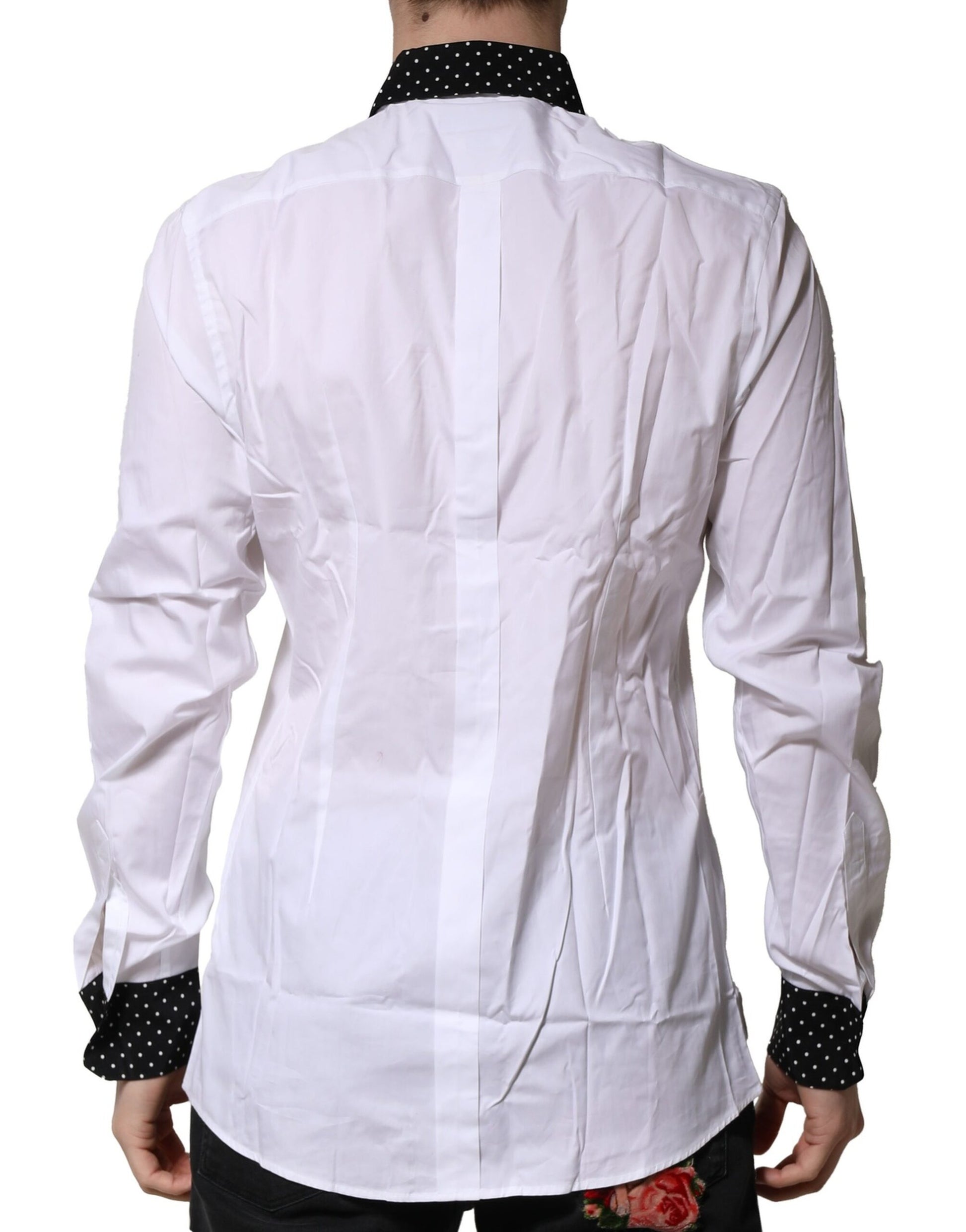 White Dotted GOLD Men Dress Men Formal Shirt