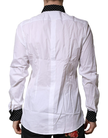 White Dotted GOLD Men Dress Men Formal Shirt