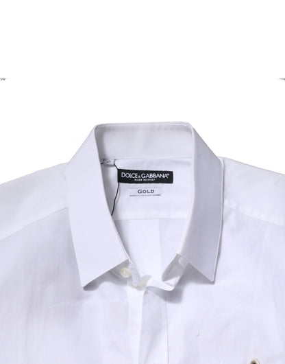 White GOLD Long Sleeves Men Dress Formal Shirt