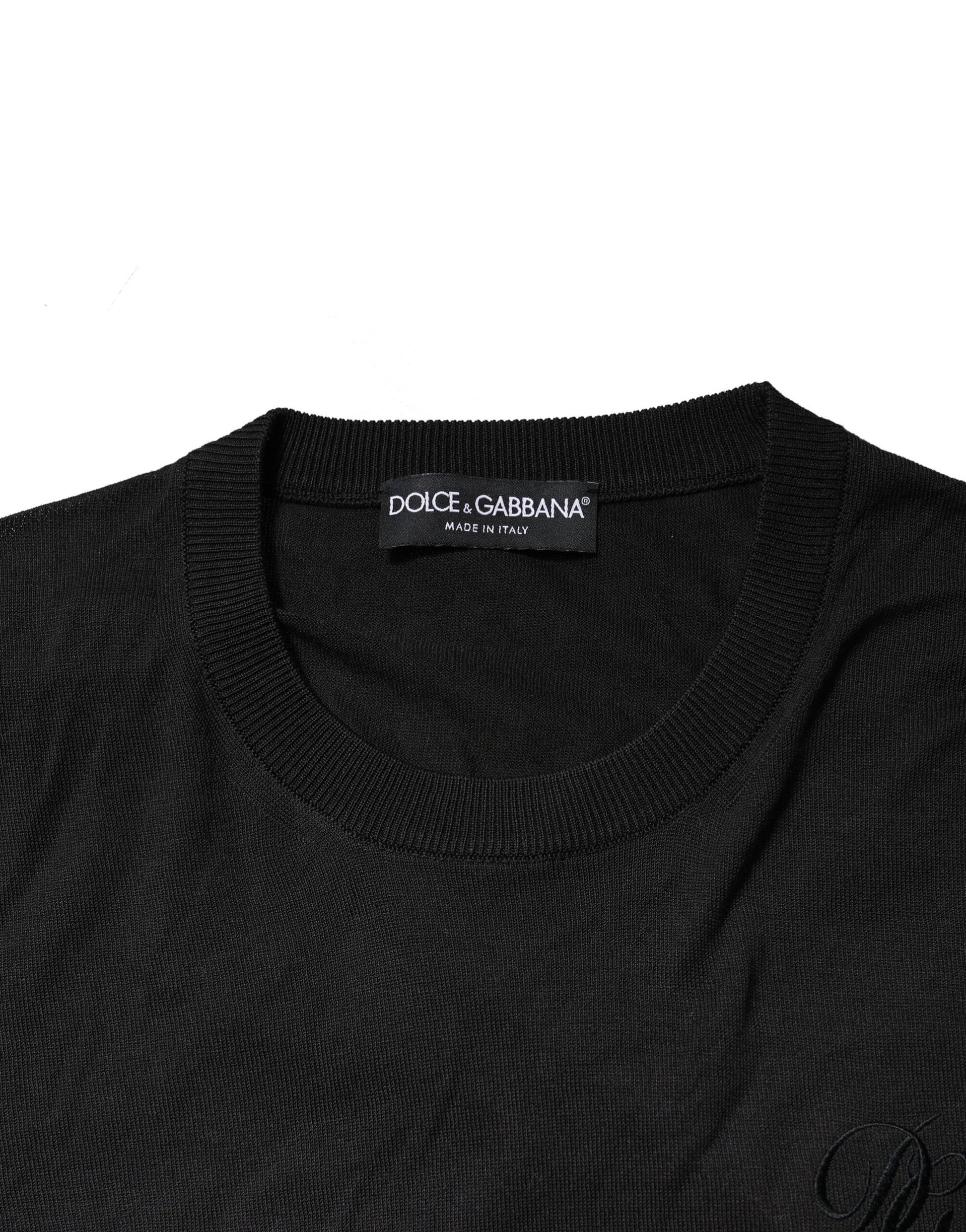 Black Cotton DG Logo Men Sweatshirt Sweater