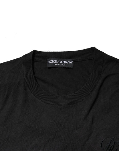 Black Cotton DG Logo Men Sweatshirt Sweater