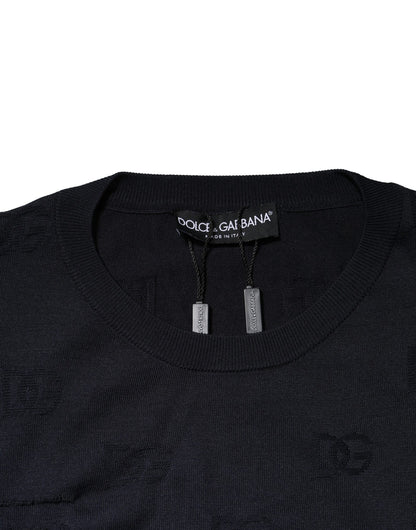 Black Silk Crew Neck Sweatshirt Sweater
