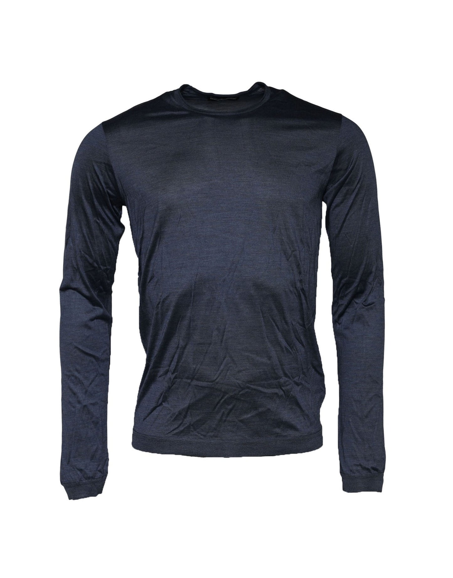 Dark Blue Silk Crew Neck Sweatshirt Sweater
