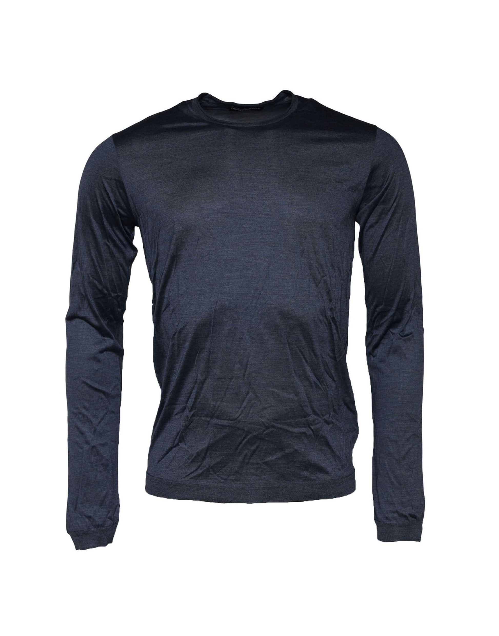 Dark Blue Silk Crew Neck Sweatshirt Sweater