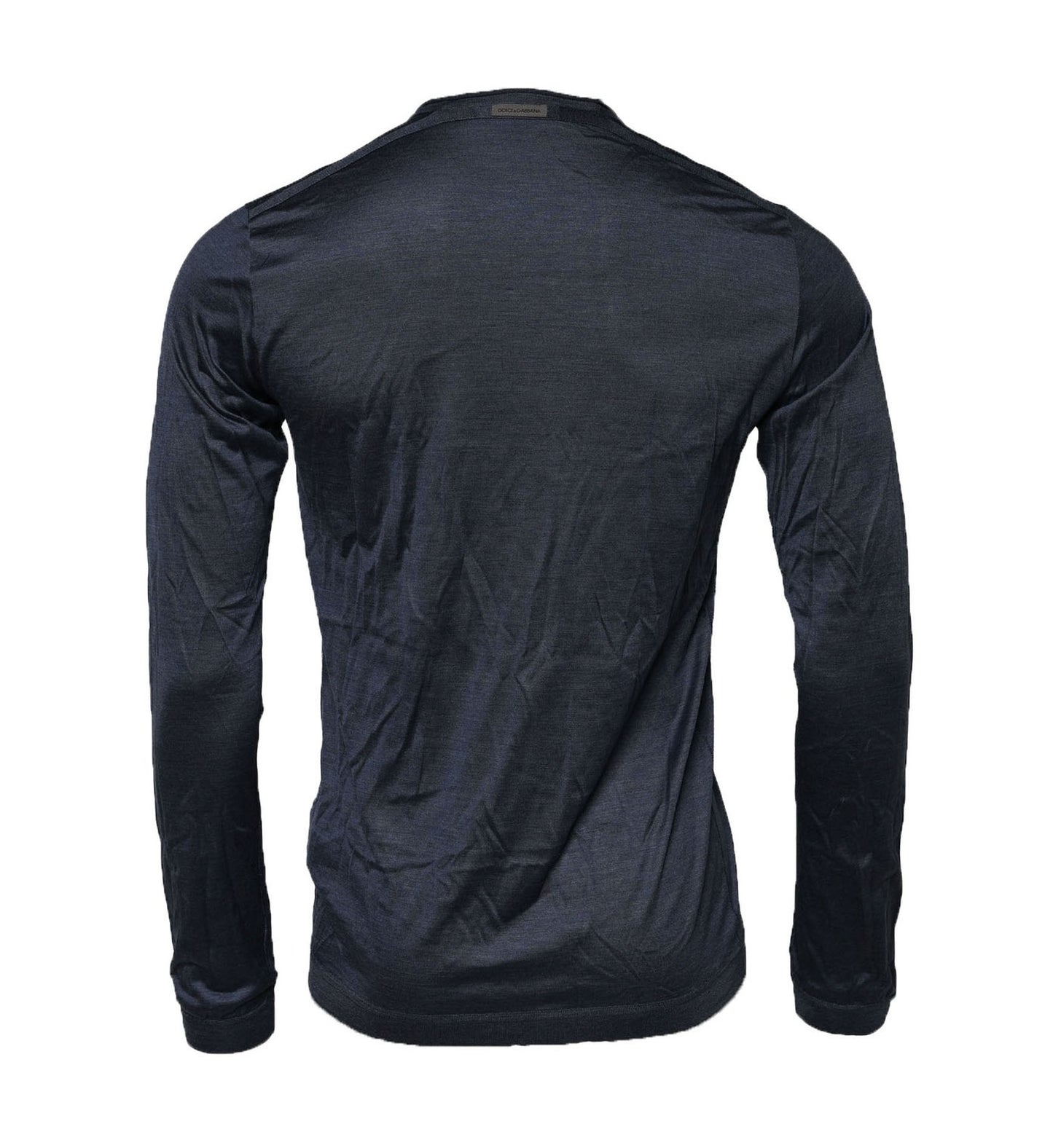 Dark Blue Silk Crew Neck Sweatshirt Sweater