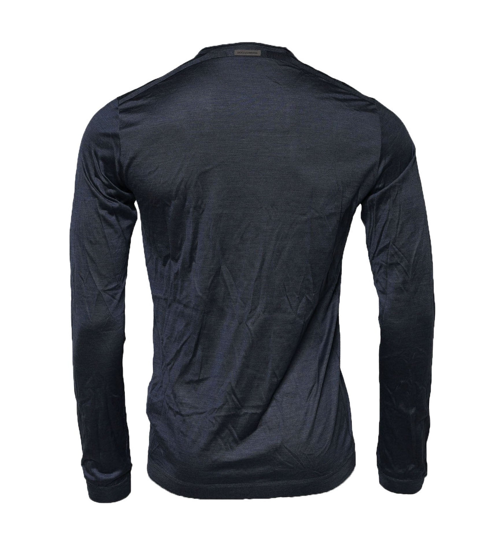 Dark Blue Silk Crew Neck Sweatshirt Sweater