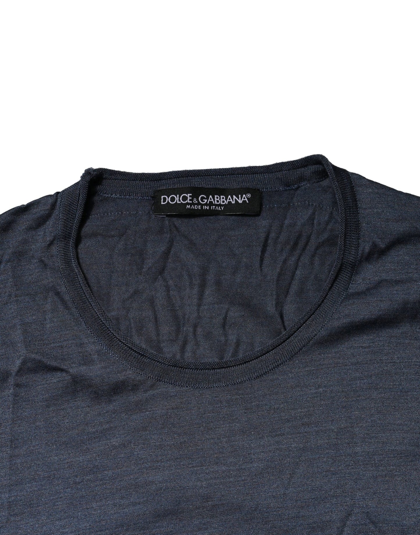 Dark Blue Silk Crew Neck Sweatshirt Sweater