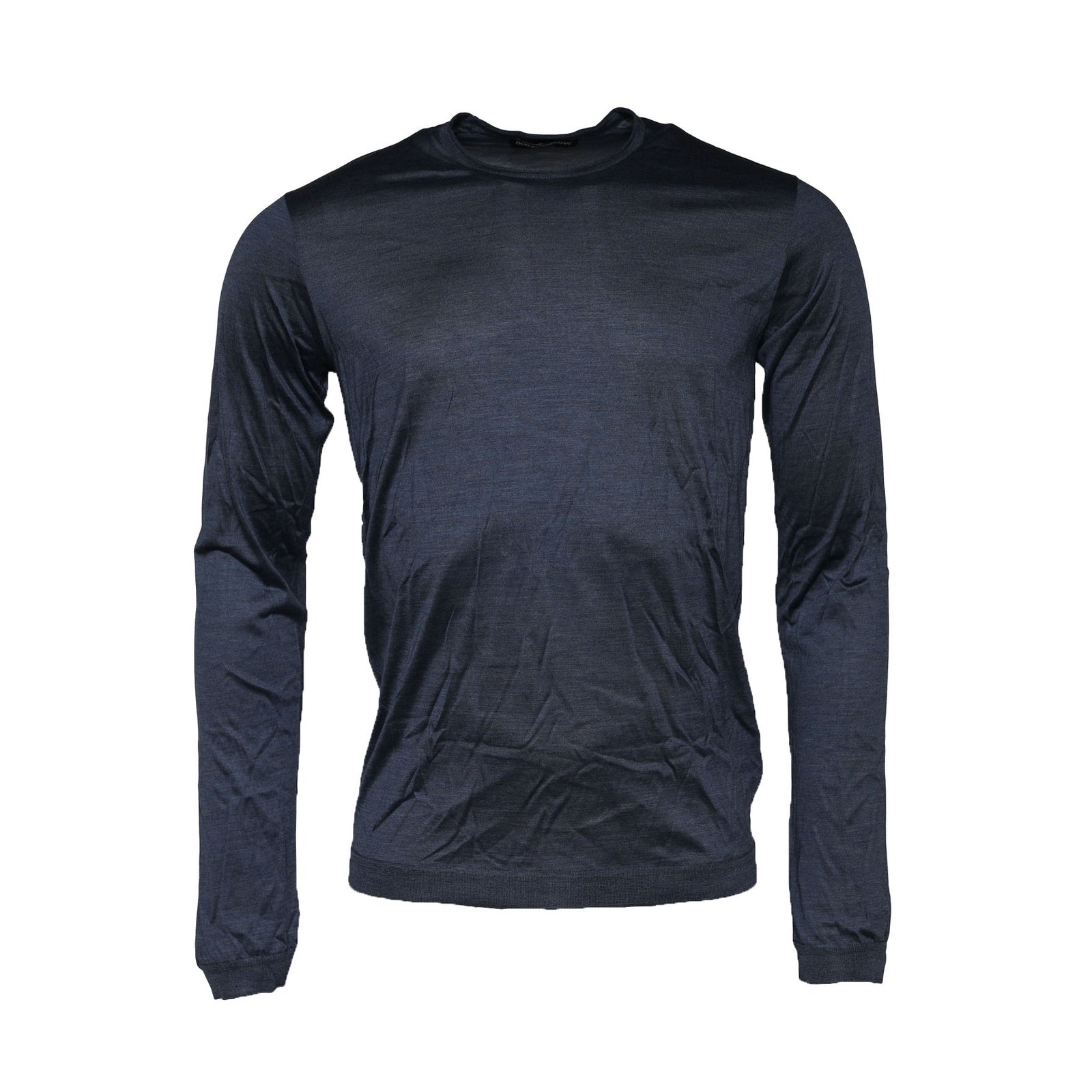 Dark Blue Silk Crew Neck Sweatshirt Sweater