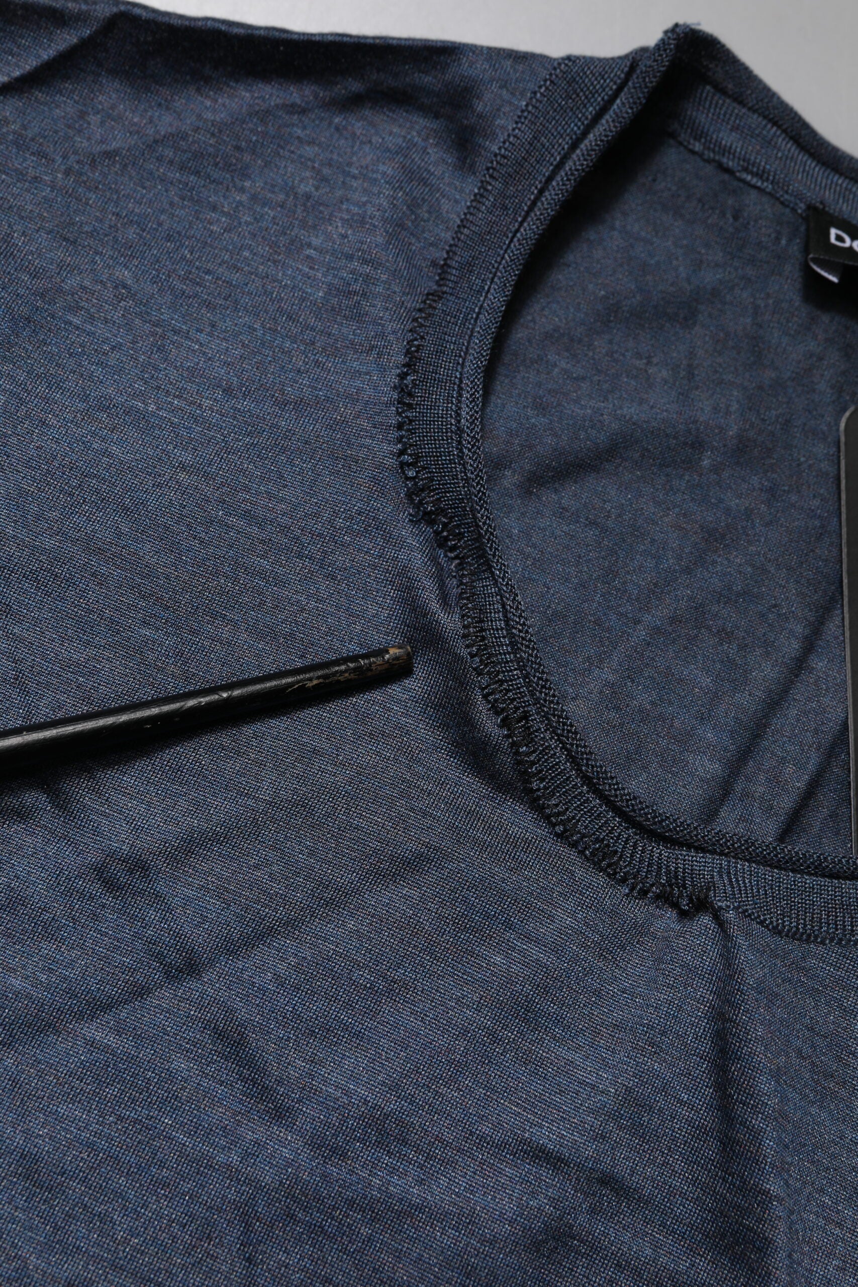Dark Blue Silk Crew Neck Sweatshirt Sweater