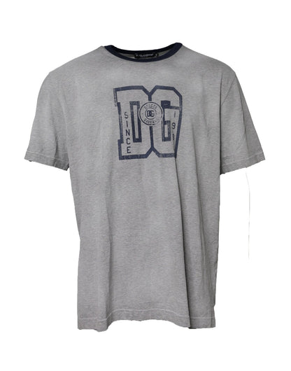 Gray Cotton Crew Neck Short Sleeves T-shirt