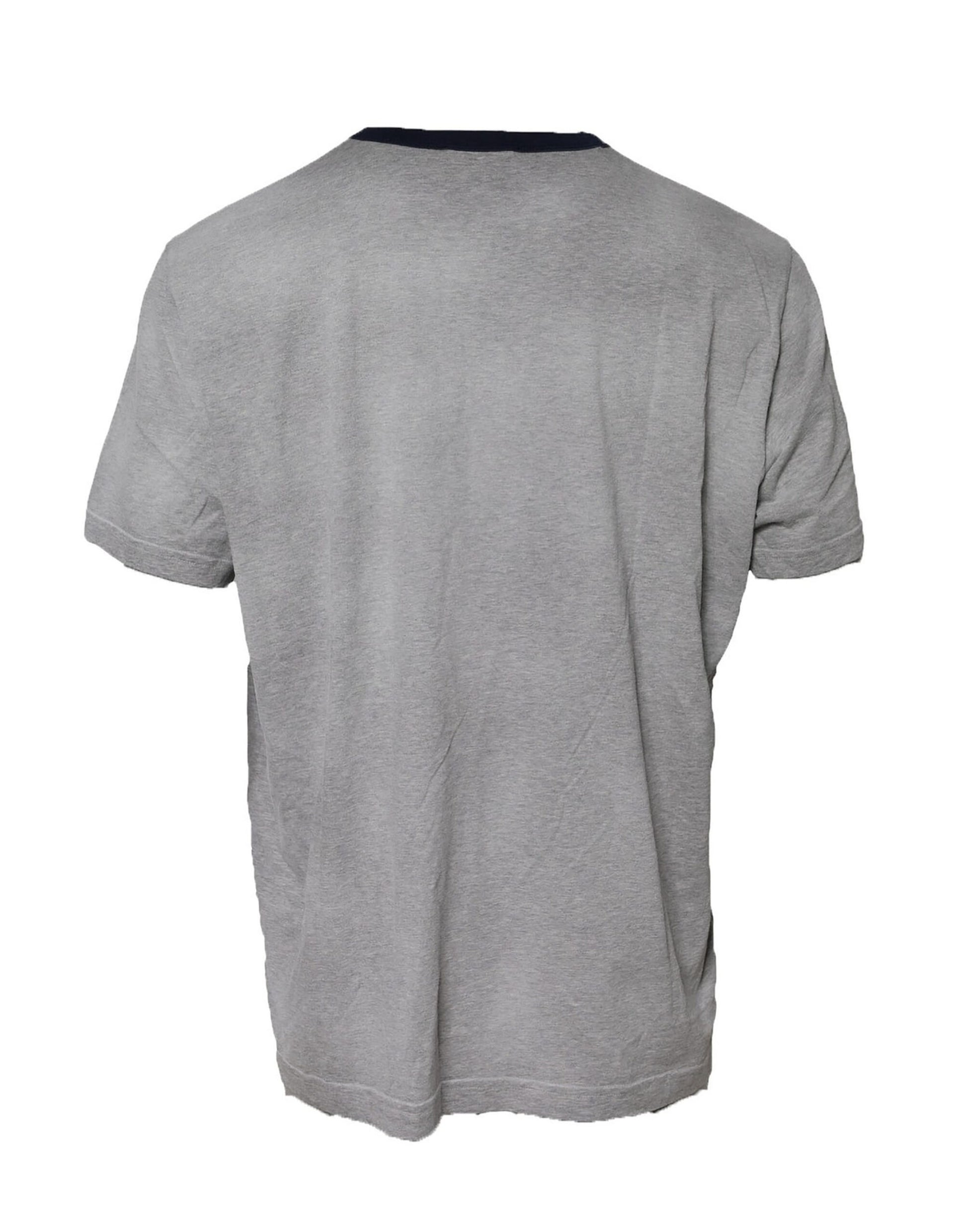 Gray Cotton Crew Neck Short Sleeves T-shirt