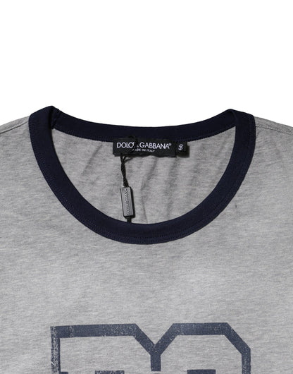 Gray Cotton Crew Neck Short Sleeves T-shirt
