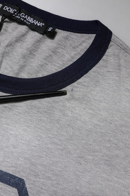 Gray Cotton Crew Neck Short Sleeves T-shirt