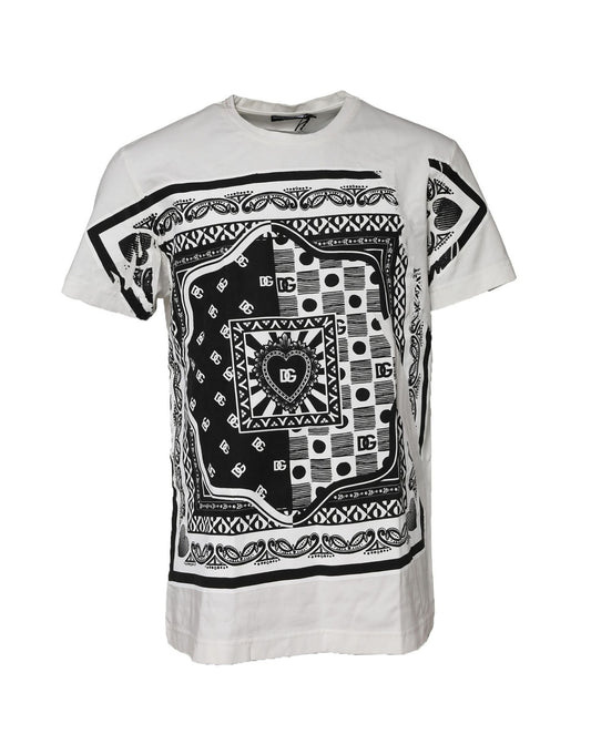 White Bandana Crew Neck Short Sleeve T-shirt