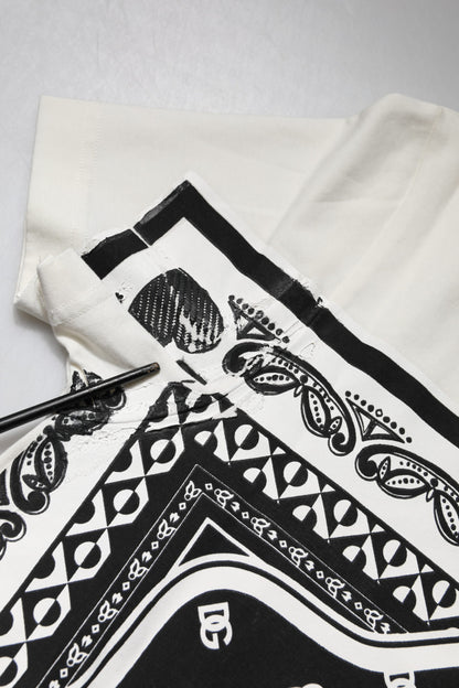 White Bandana Crew Neck Short Sleeve T-shirt