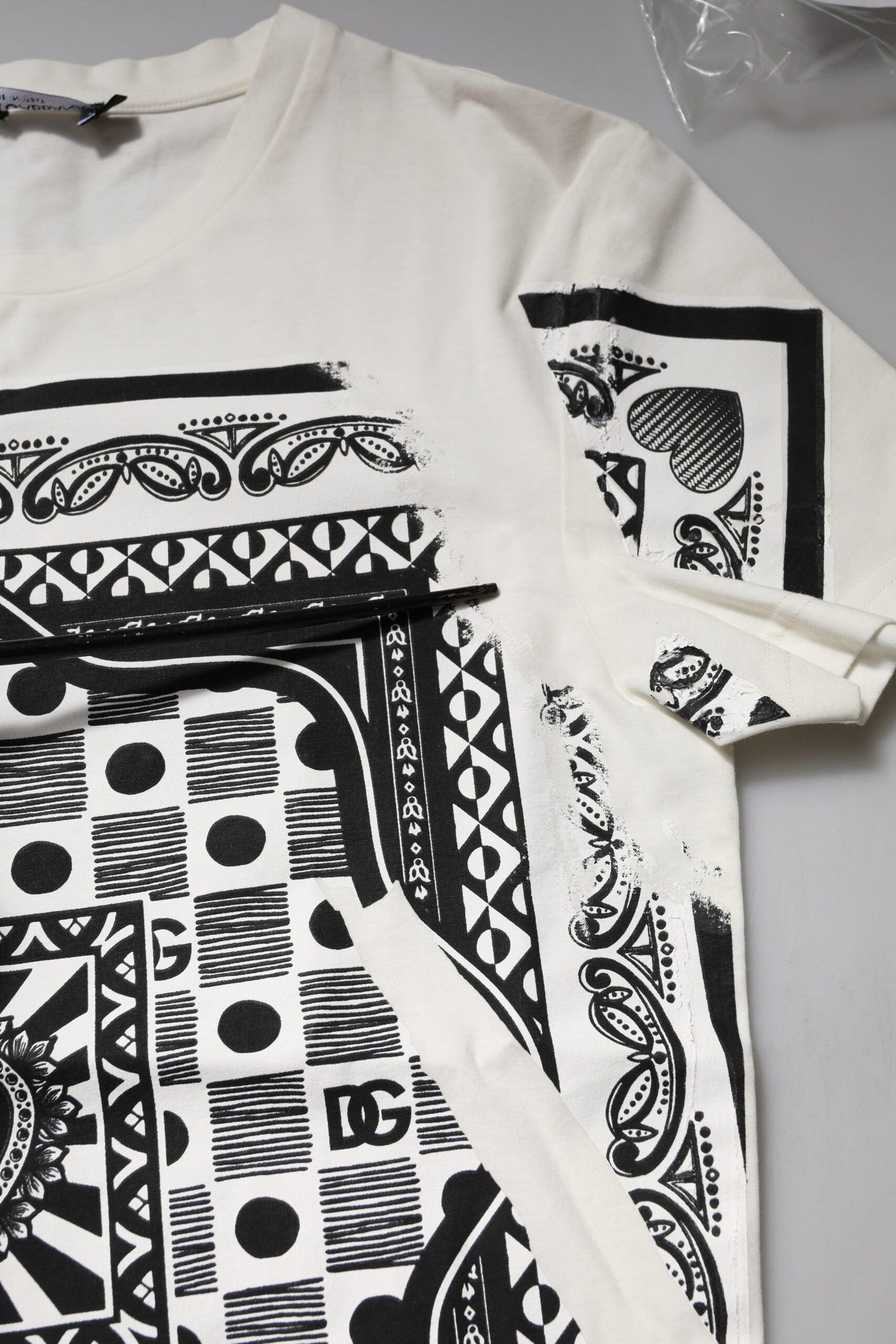 White Bandana Crew Neck Short Sleeve T-shirt