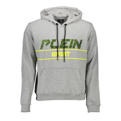 Gray Cotton Men Hooded Sweatshirt