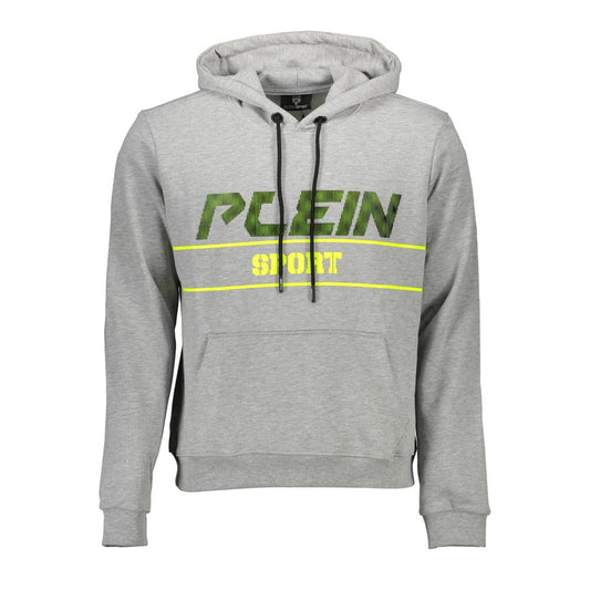 Gray Cotton Men Hooded Sweatshirt