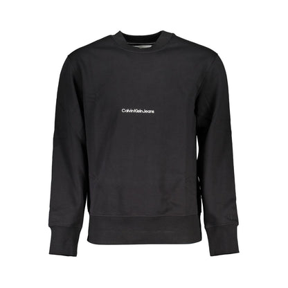 Elegante sudadera negra de forro polar con cuello redondo