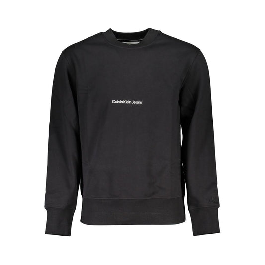 Elegante sudadera negra de forro polar con cuello redondo