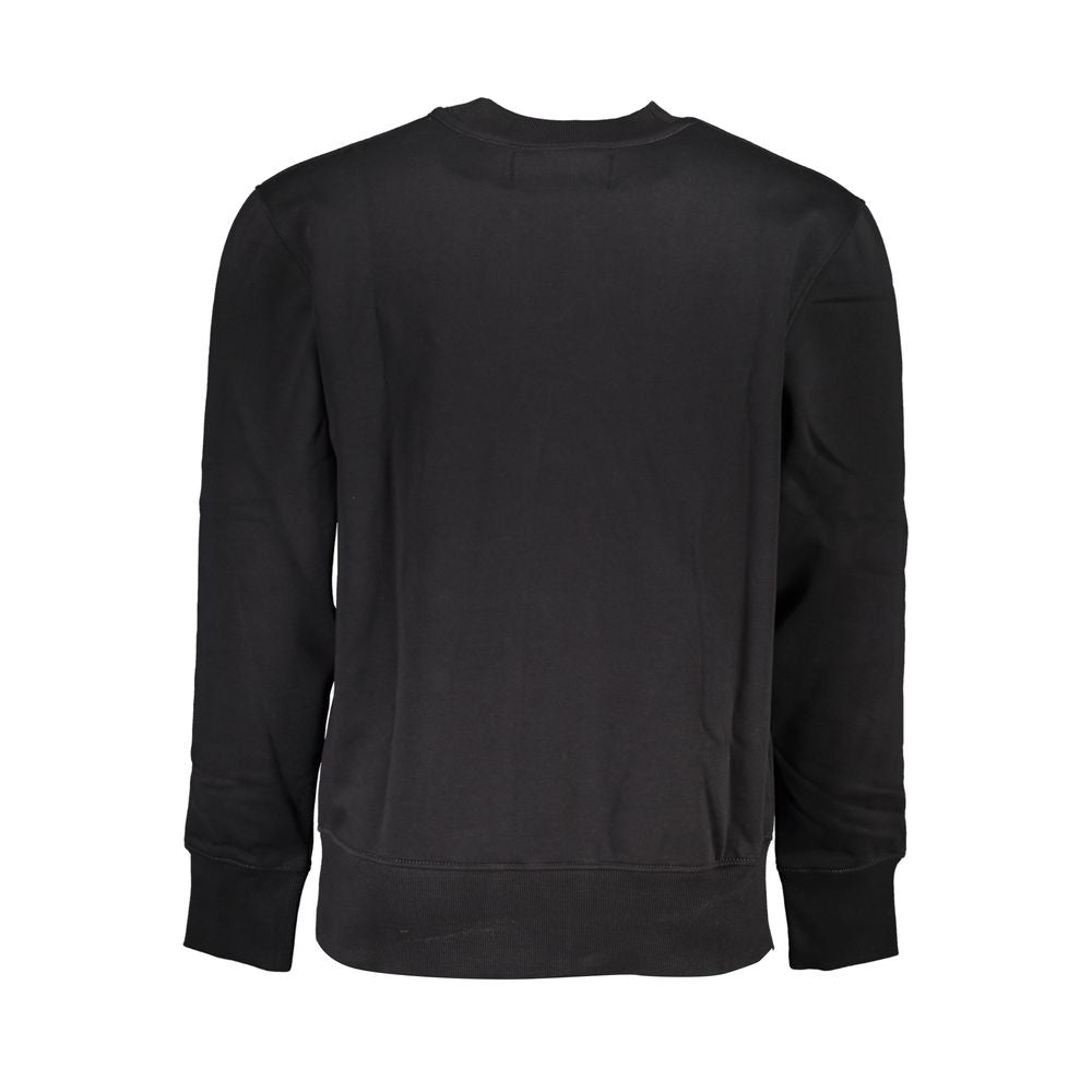 Elegante sudadera negra de forro polar con cuello redondo