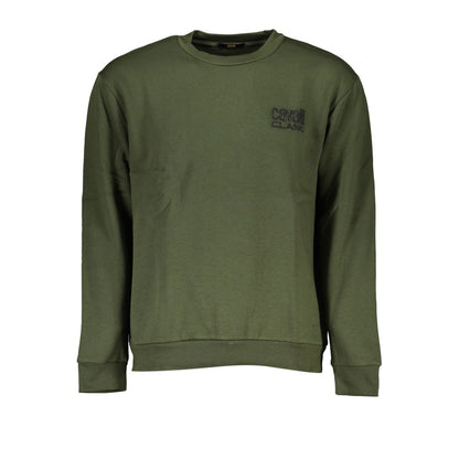 Elegante jersey verde bordado con cuello redondo