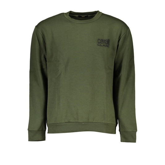 Elegante jersey verde bordado con cuello redondo