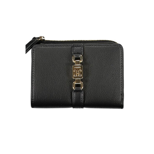 Elegante cartera negra con cremallera y monedero