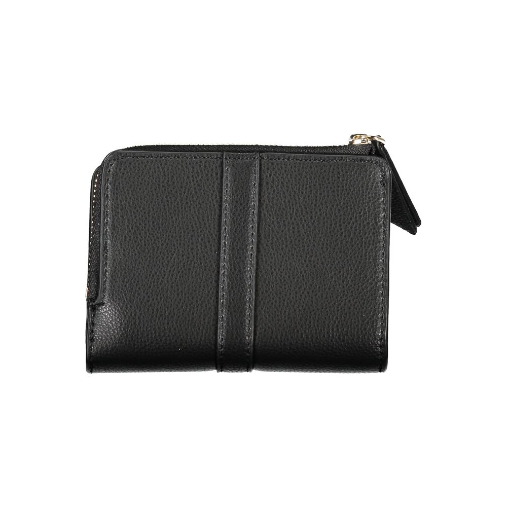 Elegante cartera negra con cremallera y monedero