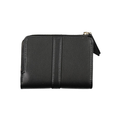 Elegante cartera negra con cremallera y monedero