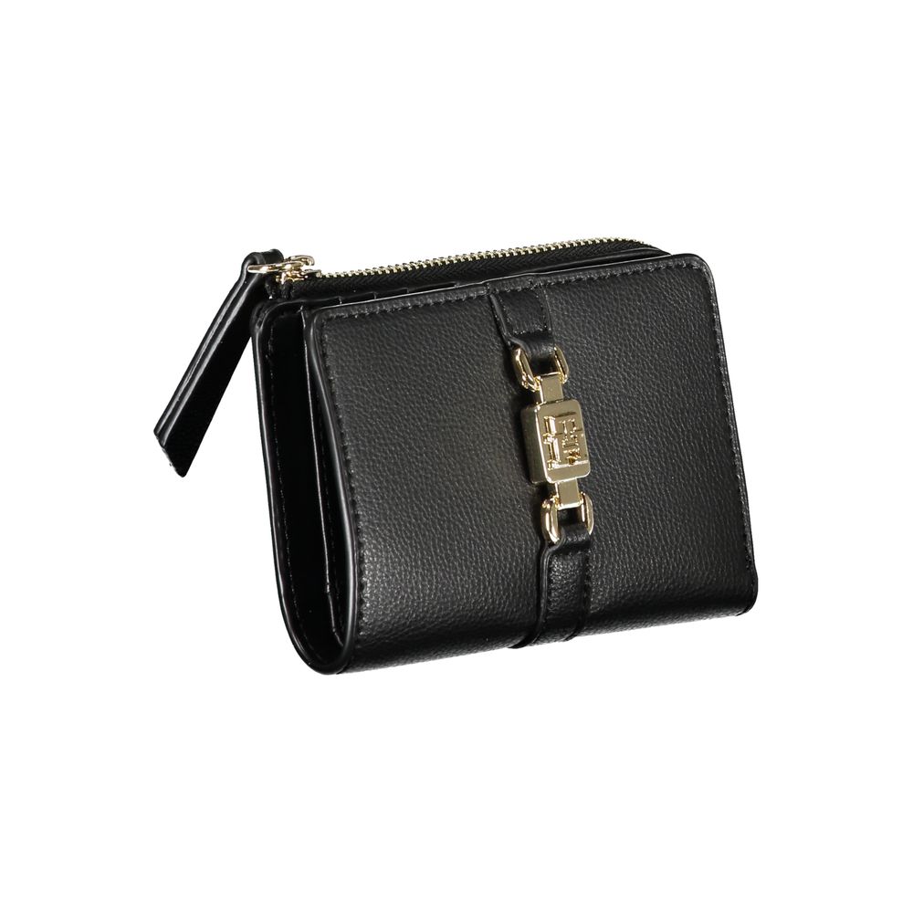 Elegante cartera negra con cremallera y monedero