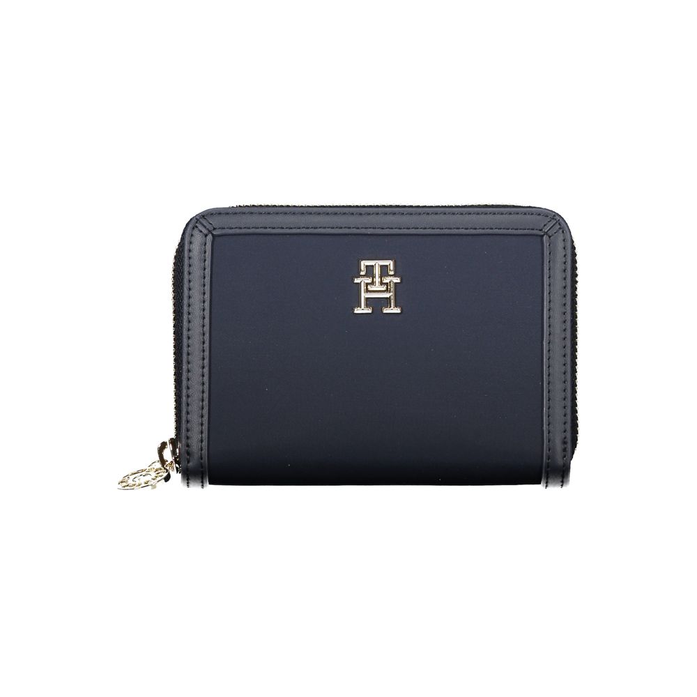 Elegante cartera azul con varios compartimentos