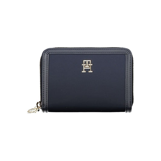 Elegante cartera azul con varios compartimentos