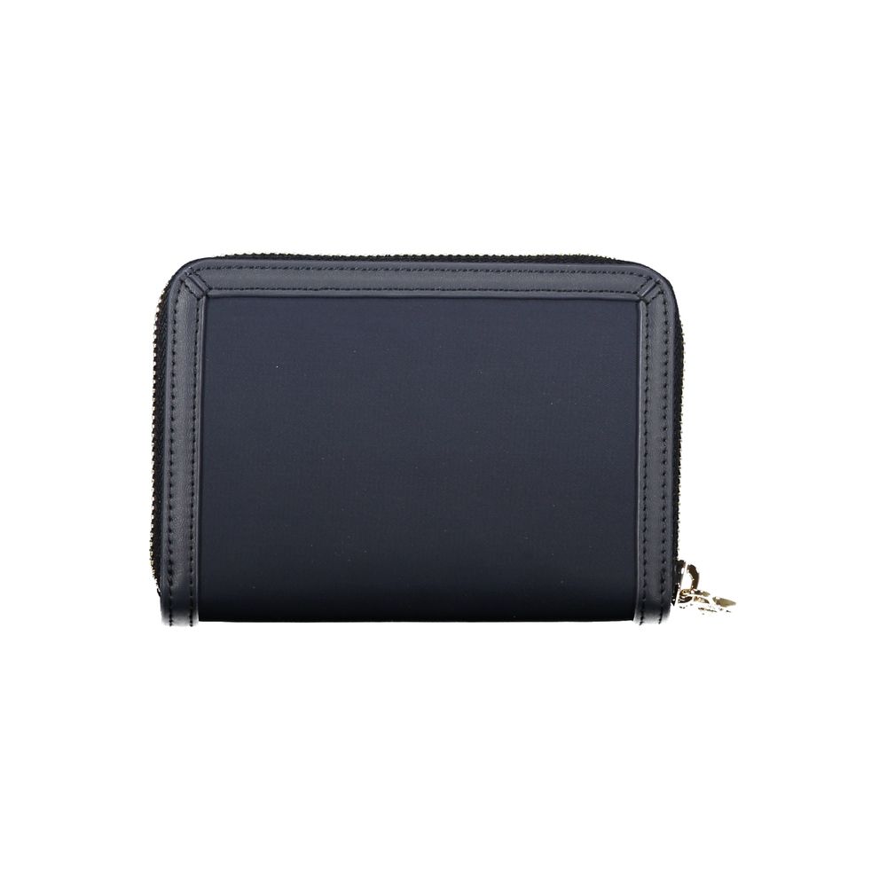 Elegante cartera azul con varios compartimentos
