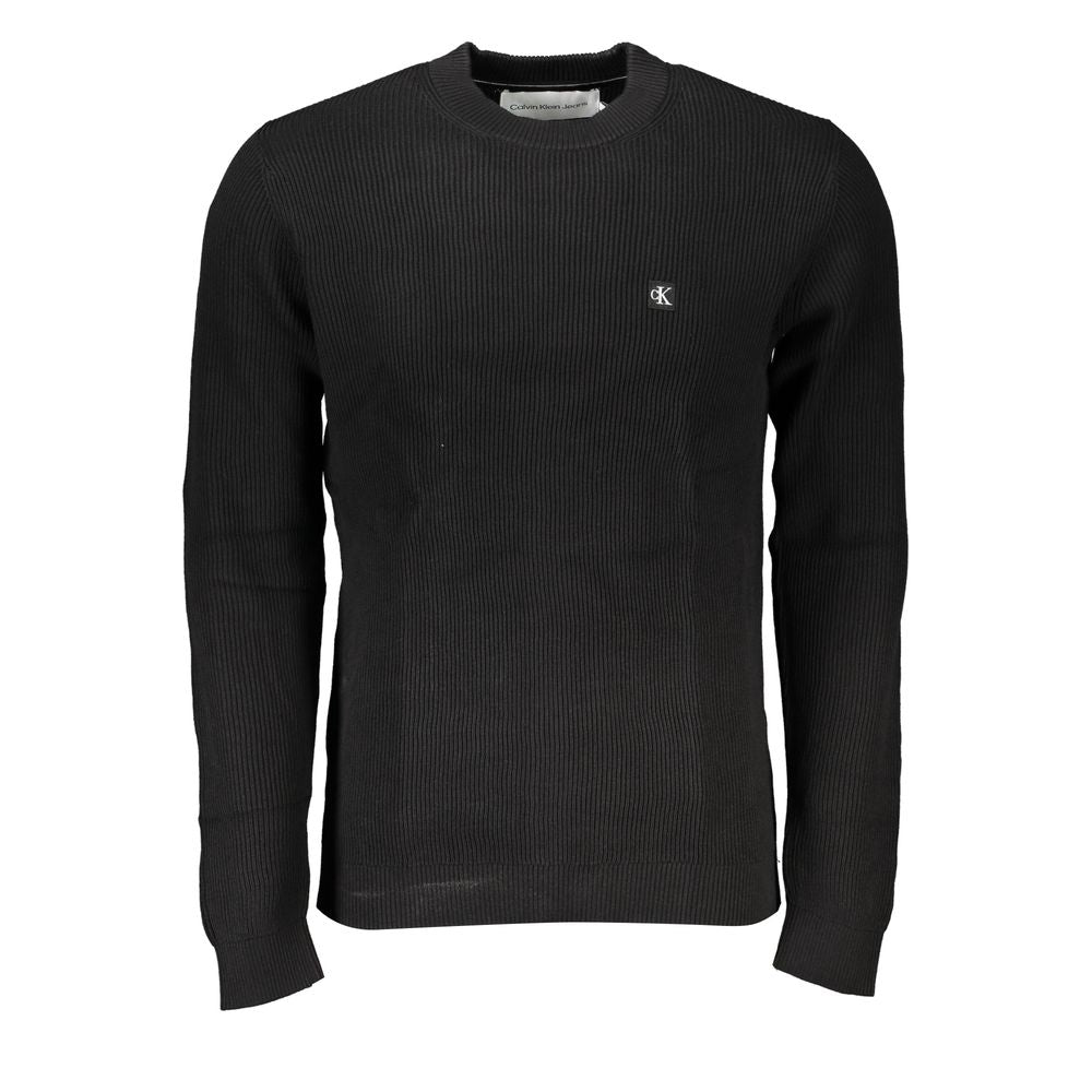 Elegante jersey negro de cuello redondo con logotipo