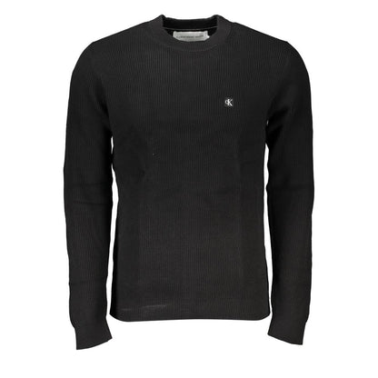 Elegante jersey negro de cuello redondo con logotipo