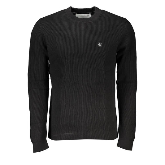 Elegante jersey negro de cuello redondo con logotipo