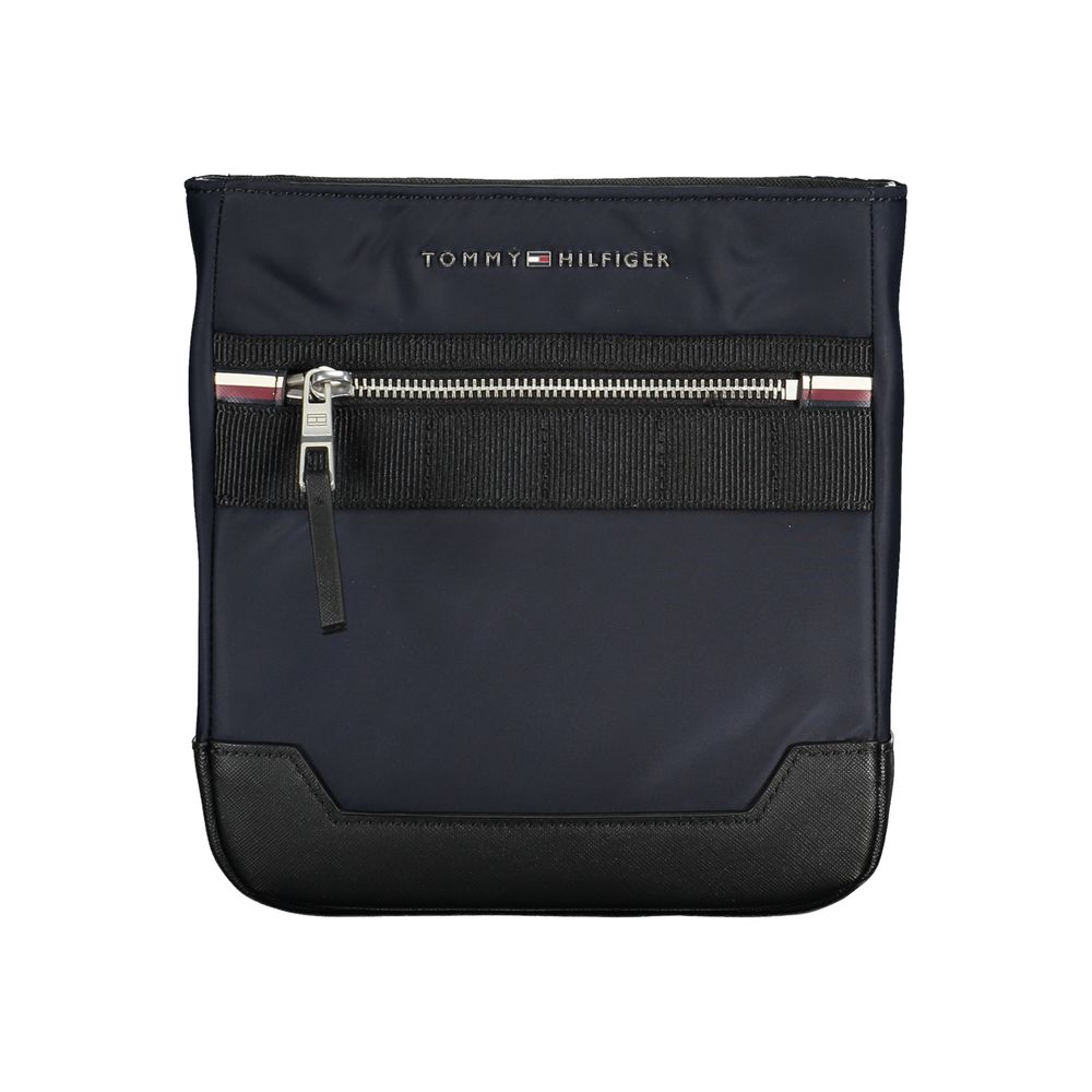Elegante bolso bandolera azul con detalles en contraste