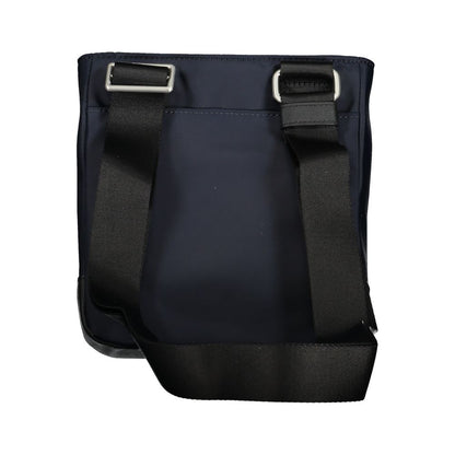 Elegante bolso bandolera azul con detalles en contraste