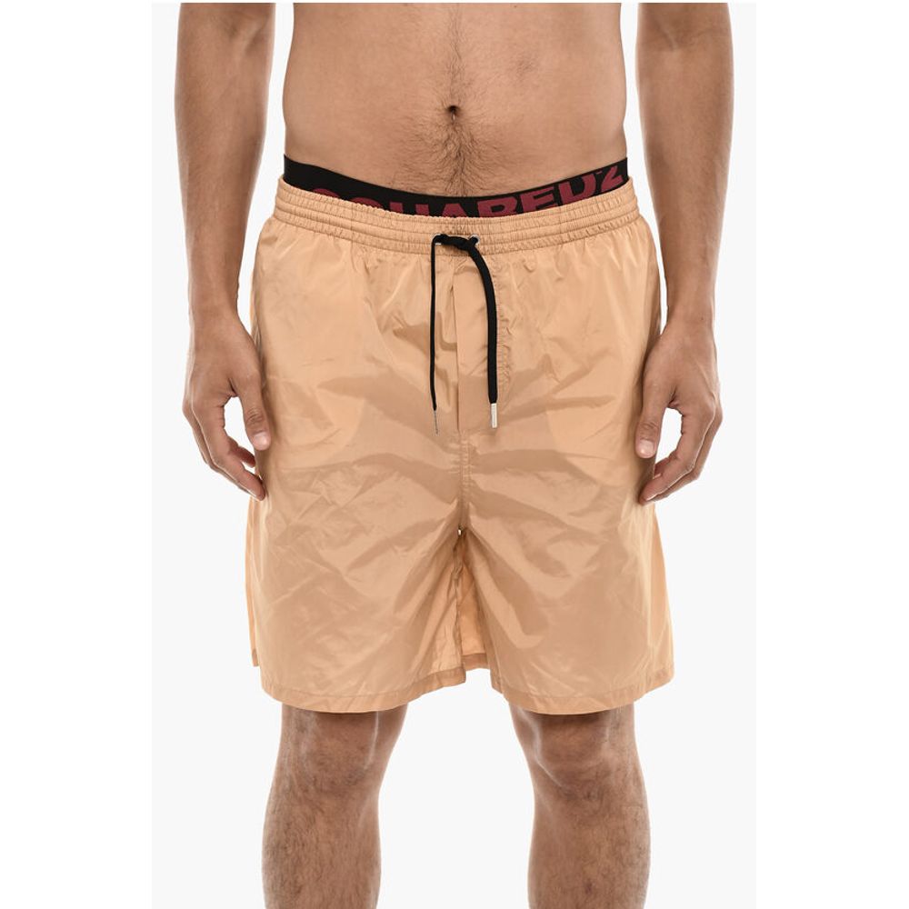 Slip Swimshorts With Logoed Contrasting Waistband